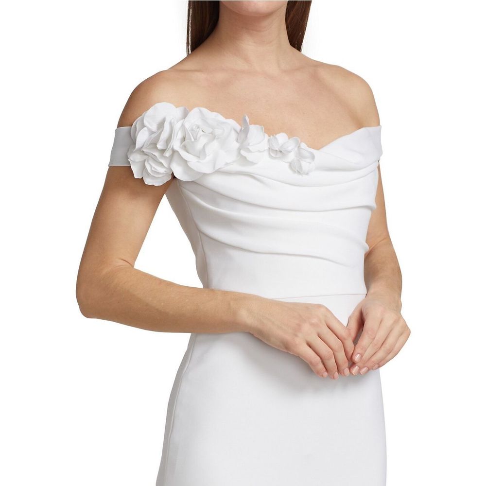 Marchesa Off-Shoulder White Dress SIZE 6 - Picture 4 of 12